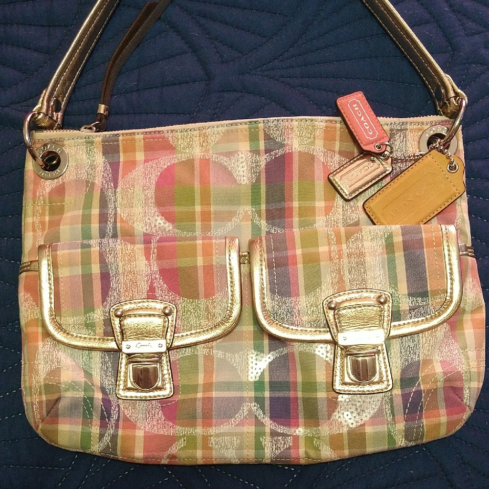 Coach Poppy Plaid Shoulder Bag